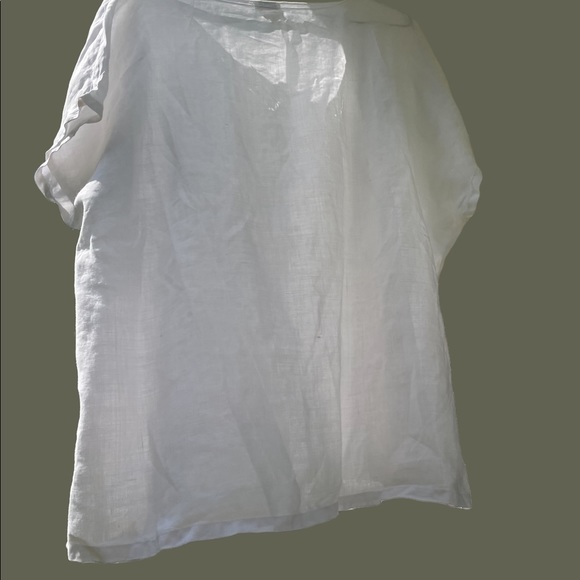 Handmade Gorgeous 100% white LINEN vintage sleeveless top - Picture 3 of 13